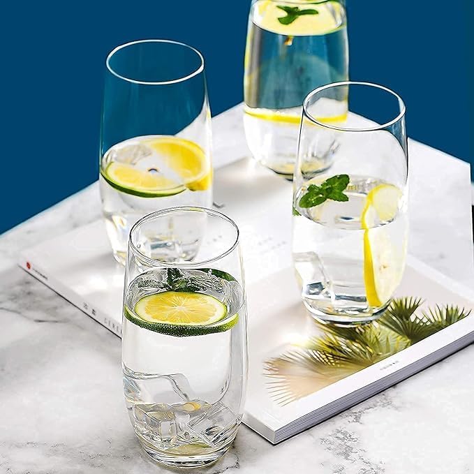 Shree Hari Steamless Plaza Clear Glass Elegant Drinking Glass for Water Wine Juice Beer Cocktails and Mixed Drinks with Reusable Ice Cube 280 ML Set of 6  - Image 2