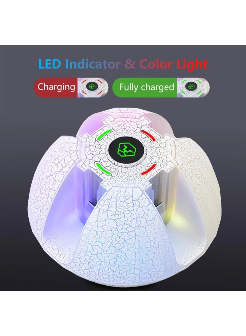 inston Charging dock for Nintendo Switch Joy-Con controllers, charges 4 Joy-Con controllers, charging station compatible with Switch OLED accessories, with colorful lights and charging cable (White) - Image 3