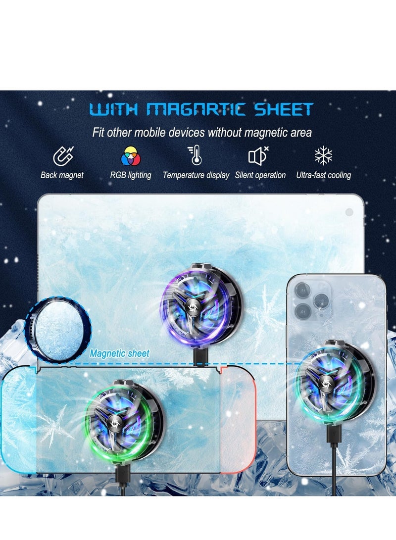 Mobile Cooler Semiconductor,Real-time Temperature Display,Color Cycle Cell Semiconductor Phone Cooler Compatible with Phone/Switch/Pad/Laptop,Fit for Gaming,Outdoor Vlog - Image 3