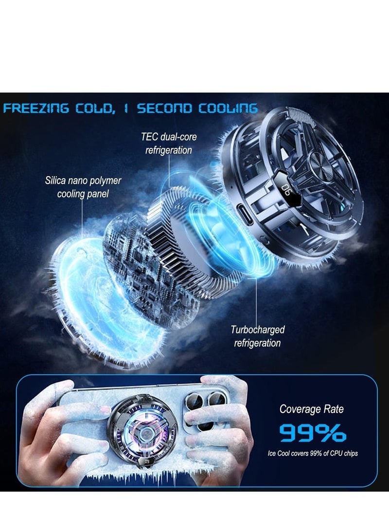 Mobile Cooler Semiconductor,Real-time Temperature Display,Color Cycle Cell Semiconductor Phone Cooler Compatible with Phone/Switch/Pad/Laptop,Fit for Gaming,Outdoor Vlog - Image 2