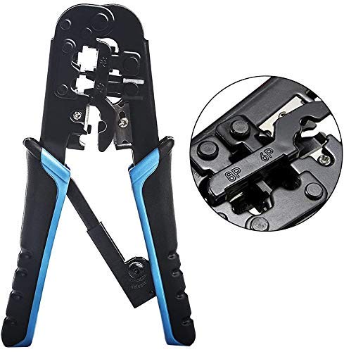 XIKKART Dual Modular Network RJ45 RJ11 RJ12 Crimping Tool Network Cable Cutting Stripping CrimperWire StripperWire Cutter for RJ45 RJ12 RJ11 8P6P4P CAT5CAT5eCAT6CAT6A All in One - Image 1