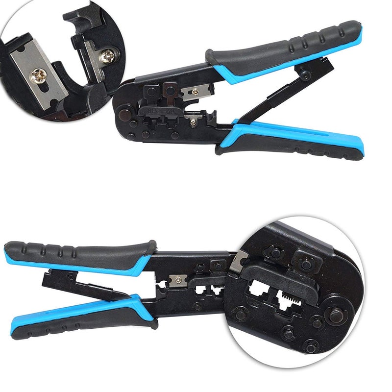 XIKKART Dual Modular Network RJ45 RJ11 RJ12 Crimping Tool Network Cable Cutting Stripping CrimperWire StripperWire Cutter for RJ45 RJ12 RJ11 8P6P4P CAT5CAT5eCAT6CAT6A All in One - Image 3