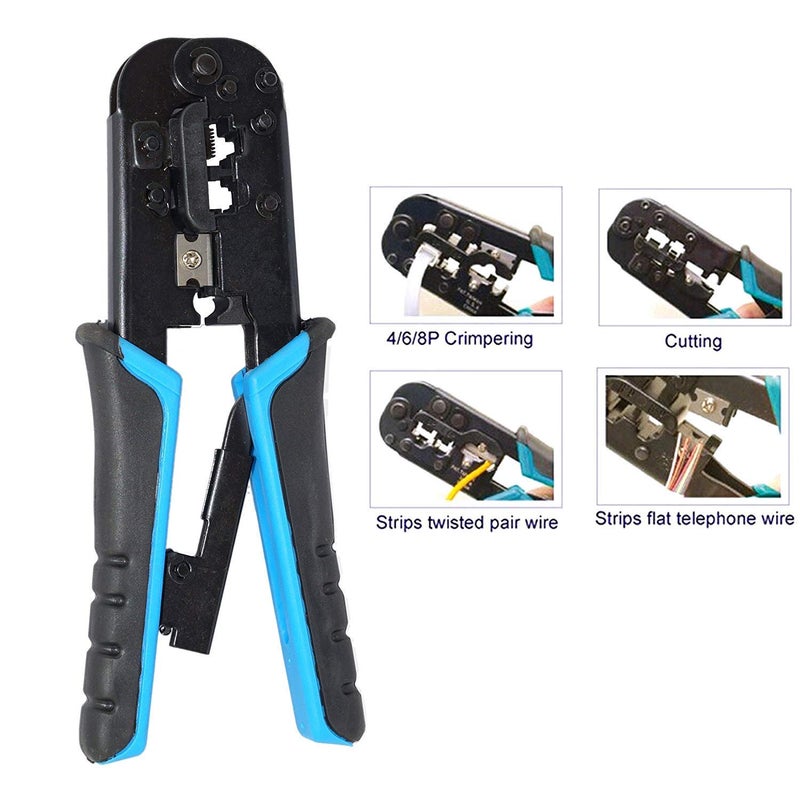 XIKKART Dual Modular Network RJ45 RJ11 RJ12 Crimping Tool Network Cable Cutting Stripping CrimperWire StripperWire Cutter for RJ45 RJ12 RJ11 8P6P4P CAT5CAT5eCAT6CAT6A All in One - Image 4