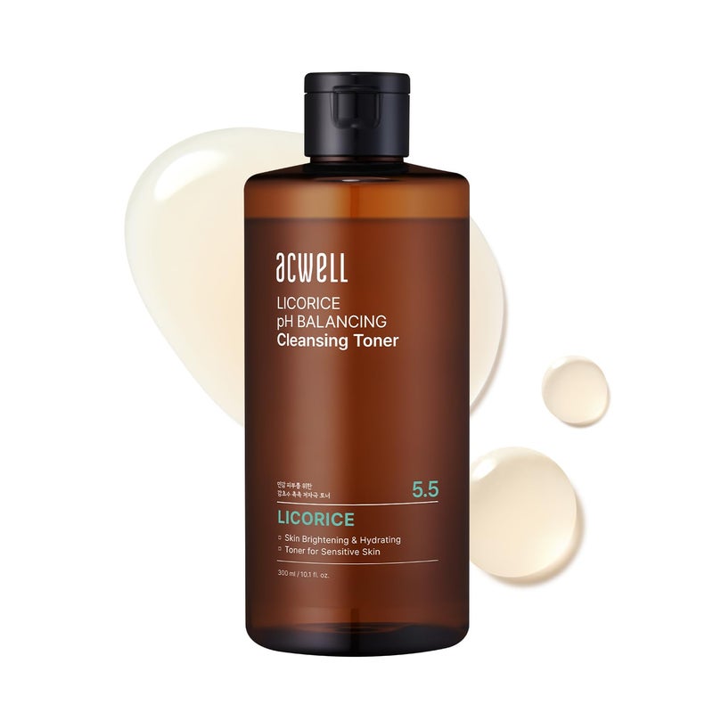 ACWELL Licorice pH Balancing Korean Toner for Cleansing 10.14 fl.oz. - Alcohol-Free PH5.5 Hydrating Facial Astringent - Skin Clarifying & Hydration Boosting Toner - Image 1