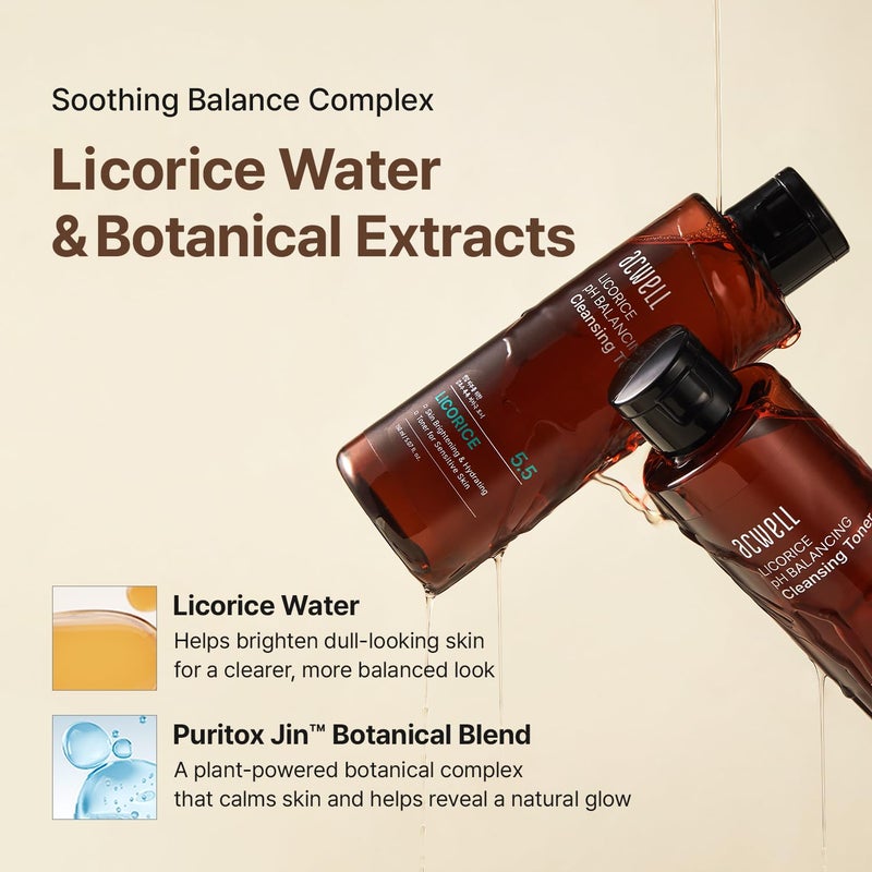 ACWELL Licorice pH Balancing Korean Toner for Cleansing 10.14 fl.oz. - Alcohol-Free PH5.5 Hydrating Facial Astringent - Skin Clarifying & Hydration Boosting Toner - Image 5