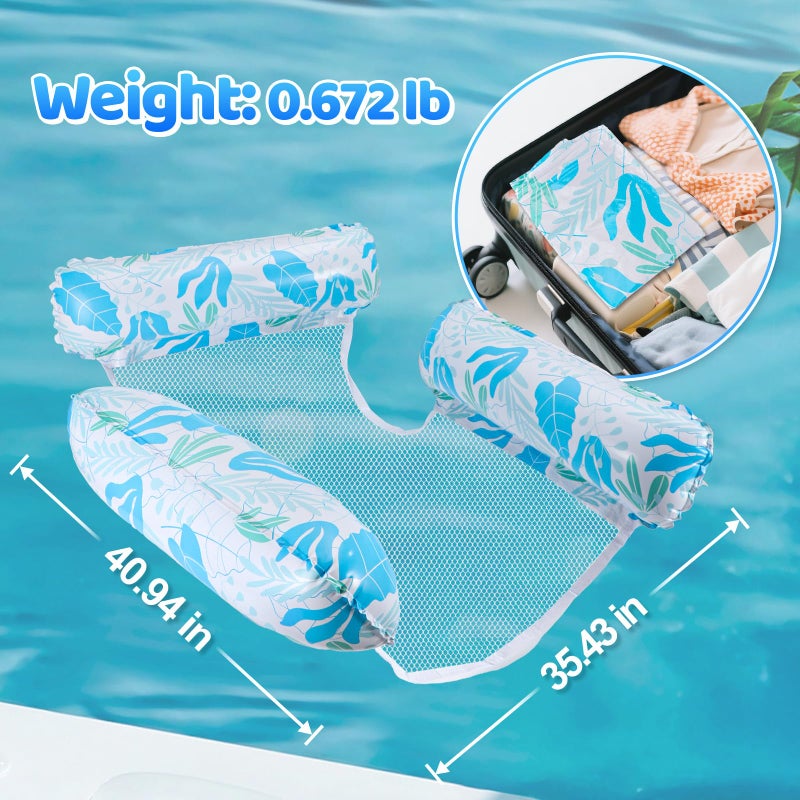 Gcrq Inflatable Pool Floats For Adults  2-Pack Multi-Purpose Pool Hammock Floating Chairs  Heavy Duty Pvc Material  Water Floats For Swimming Pool  Beach  Summer Pool Toys Party Gifts (Pink&Green) - Image 5