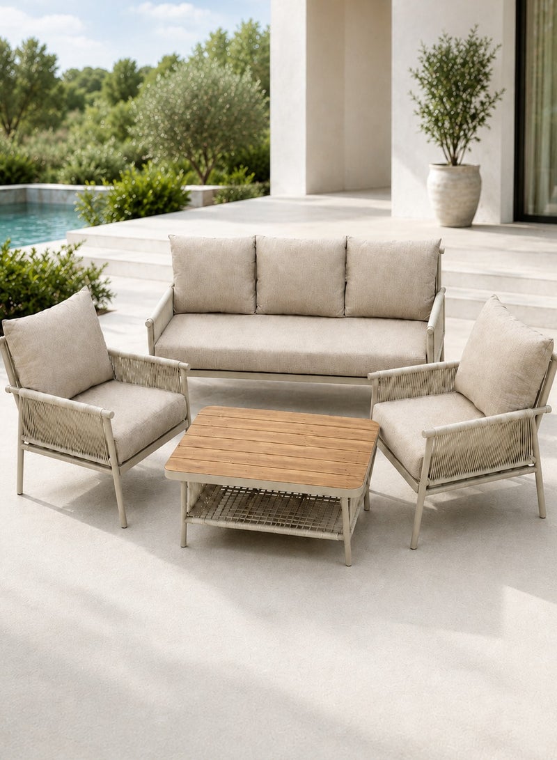 SUNRISE 4 Piece Outdoor Furniture Sofa Set with PE Rattan Cushions Aluminum Frame for Garden Patio Balcony - Image 1