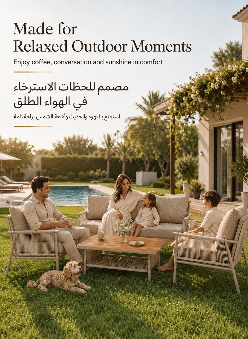 SUNRISE 4 Piece Outdoor Furniture Sofa Set with PE Rattan Cushions Aluminum Frame for Garden Patio Balcony - Image 2