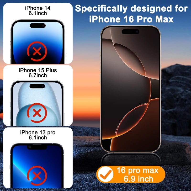 SIBEITU 3 Pack Screen Protector for iPhone 16 Pro Max with 3 Pack Camera Lens Tempered Glass Protector, 6.9 Inch HD Clear Glass Film 9H Hardness Full Coverage, Scratch Resistent, No Air Bubbles - Image 2