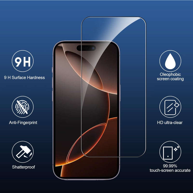 SIBEITU 3 Pack Screen Protector for iPhone 16 Pro Max with 3 Pack Camera Lens Tempered Glass Protector, 6.9 Inch HD Clear Glass Film 9H Hardness Full Coverage, Scratch Resistent, No Air Bubbles - Image 3