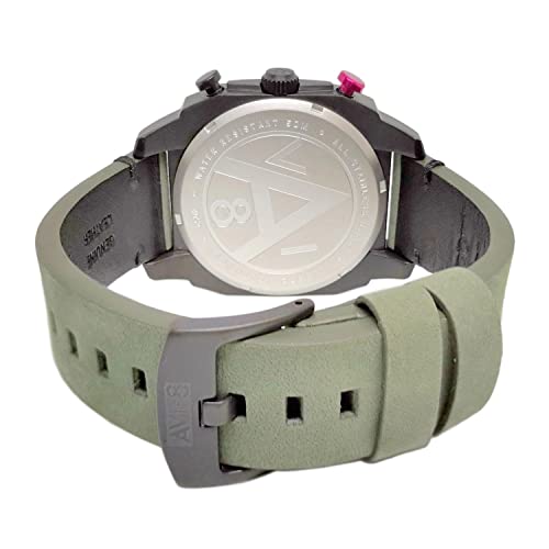 AVI-8 Mens 45mm Hawker Hunter Retrograde Chronograph Deep Green Black Japanese Quartz Pilot Watch with Leather Strap AV-4052-08 - Image 4