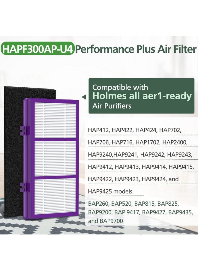 isinlive HAPF300AP Performance Plus Replacement Filter for Holmes AER1 HAPF300AP-U4 air Cleaner, 2 True HEPA+ 4 Carbon Pre Filters - Image 4