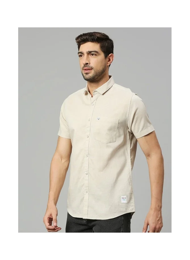 Thomas Scott Classic Slim Fit Opaque Cotton Linen Casual Shirt