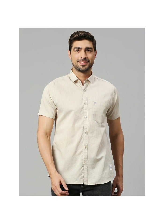 Thomas Scott Classic Slim Fit Opaque Cotton Linen Casual Shirt - Image 1