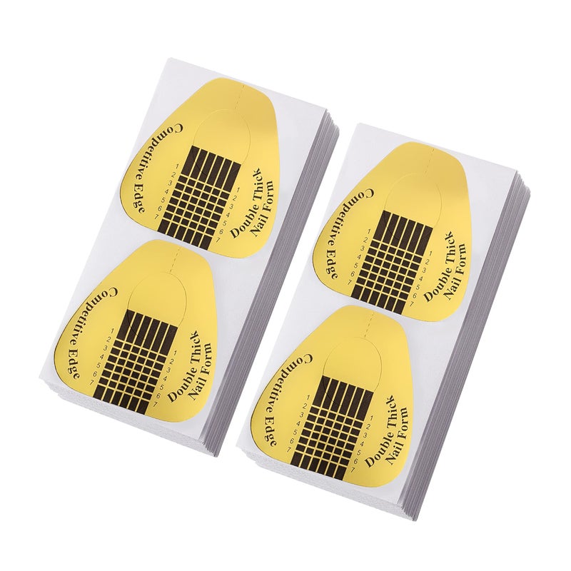 Subay 200Pcs Professional Long Nail Forms for Acrylic Nails Polygel Nails Thick Nail Extension Forms for Nail Art Tips Premium Acrylic Nail Paper Forms Nail Former Stickers for Professional Use
