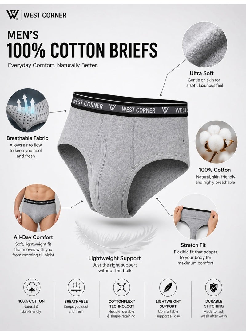 West Corner Men's Brief, 100% Cotton, CottonFlex, Pack of 1 - Image 4