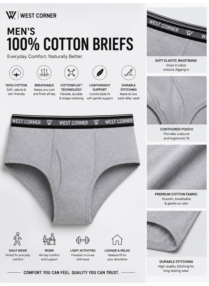 West Corner Men's Brief, 100% Cotton, CottonFlex, Pack of 1 - Image 5