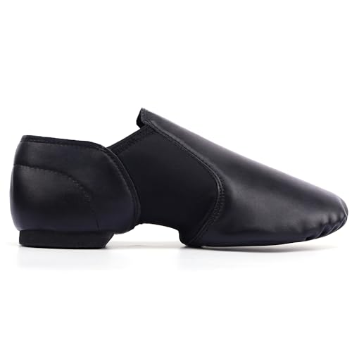 Linodes Unisex 006 PU Leather Upper Slip-on Jazz Shoe for Women and Men's Dance Shoes-Black 7M - Image 2