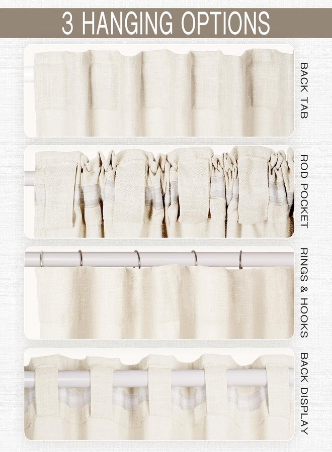 HESTIA White Linen Back Tab Curtains 84 Inches Long Light Filtering Rod Pocket Curtain 2 Panels Semi Sheer with Privacy Farmhouse Boho Drapes for Living Room Bedroom (52" W x 84" L) - Image 4