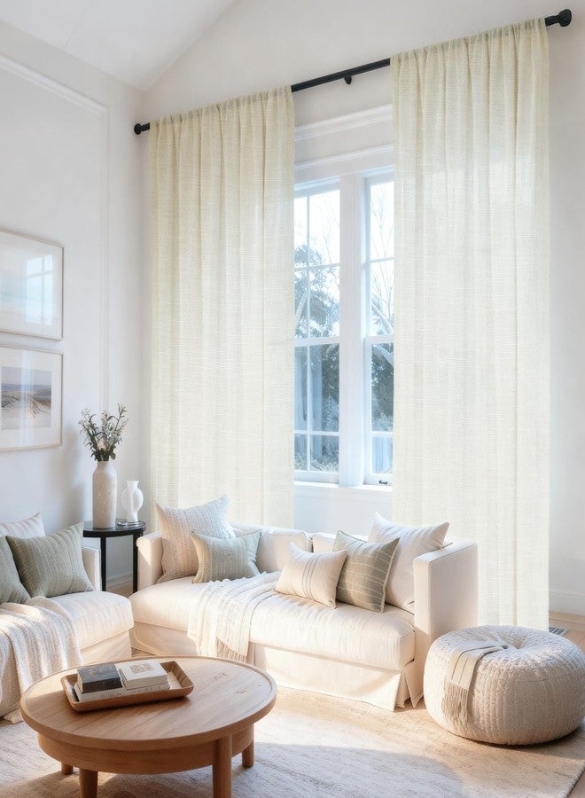 HESTIA White Linen Back Tab Curtains 84 Inches Long Light Filtering Rod Pocket Curtain 2 Panels Semi Sheer with Privacy Farmhouse Boho Drapes for Living Room Bedroom (52" W x 84" L) - Image 5