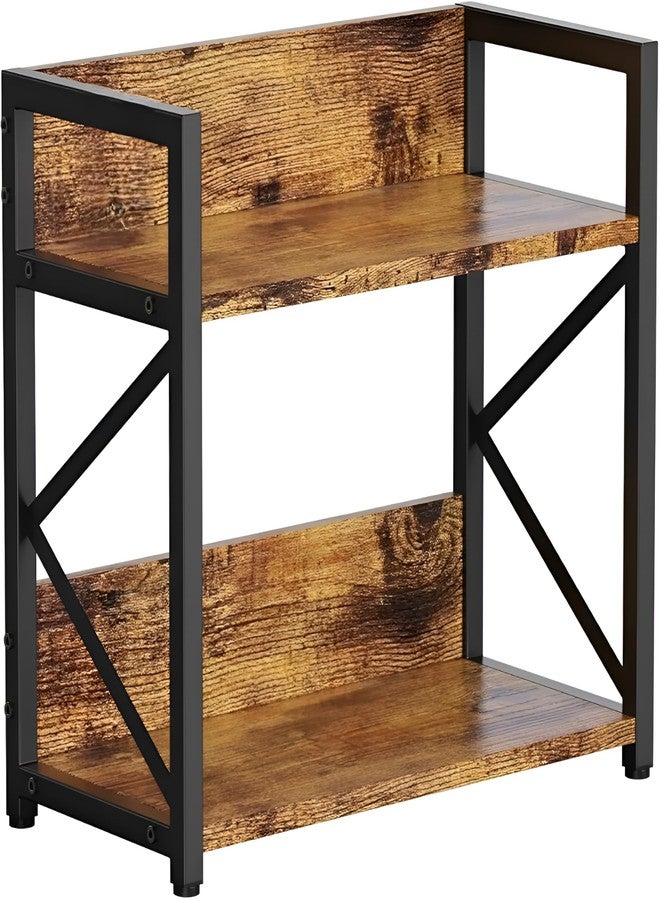 Yookeer Kitchen Organizer Rack, Spice Rack Organizer, 2-Tier Spice Rack, Rustic Brown and Black, Metal and Wood, Counter Top Storage Organiser, 33.2 x 19.3 x 34.8 cm - Image 3