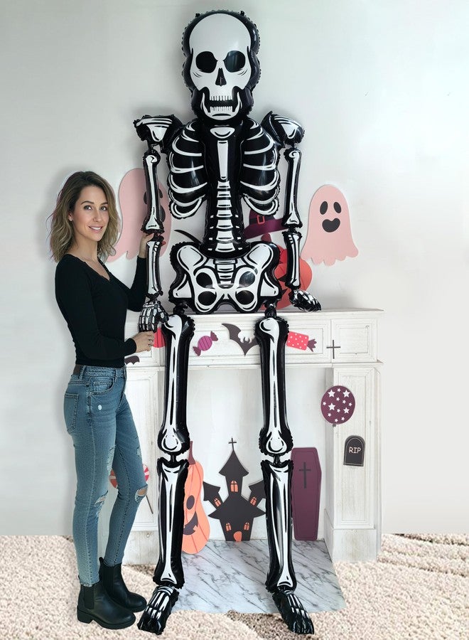 Eanjia 8.3FT Halloween Skeleton Balloons Life Size Full Body with Adjustable Joints for Halloween Pose, Jumbo Spooky Skull Indoor Party Decoration, Poseable Skeleton (Skeleton 8.3FT) - Image 1