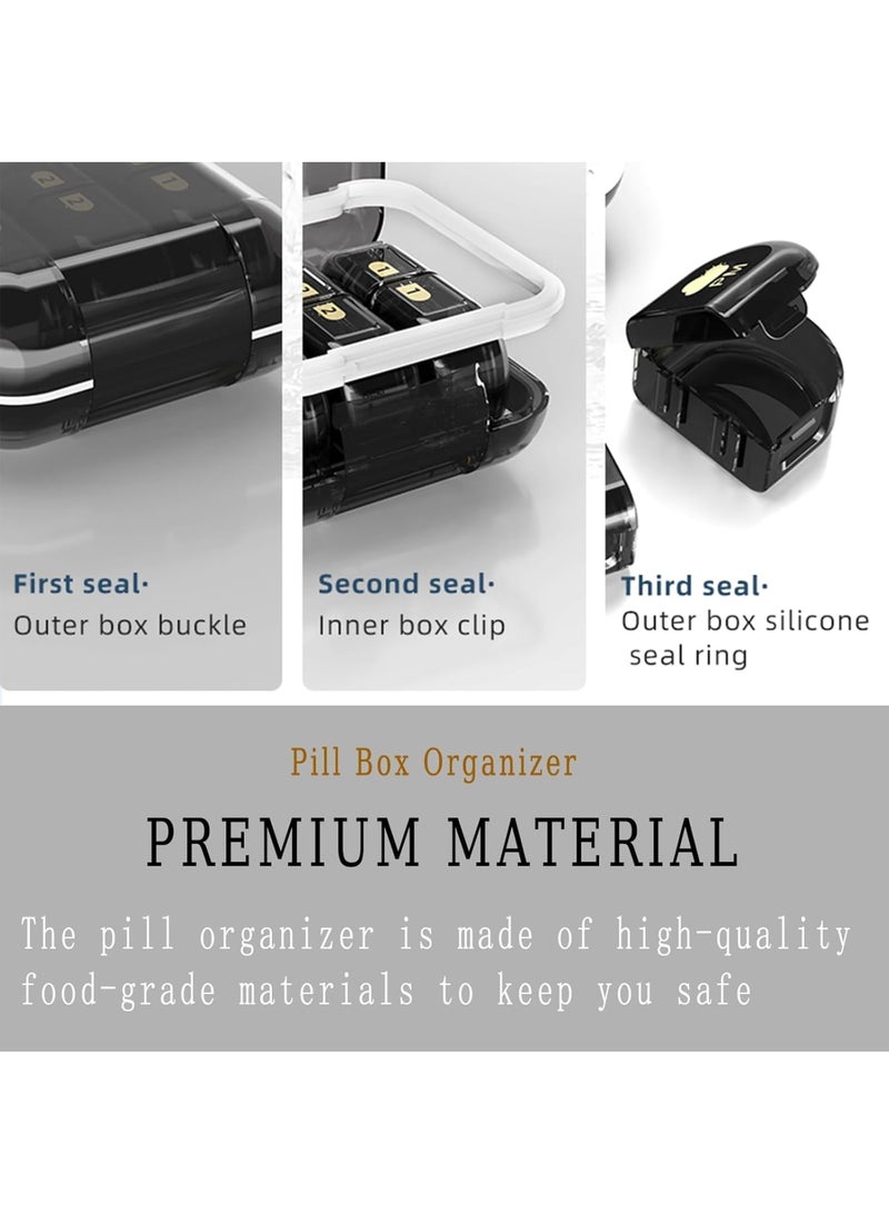 Zikra Removable Pill Box Organizer, 2 Compartments Small Pill Box AM PM, Portable 3 Day Travel Pill Organizer, Daily Pill Organizer for Vitamins, Medication, Supplements, Fish Oils, Black - Image 3