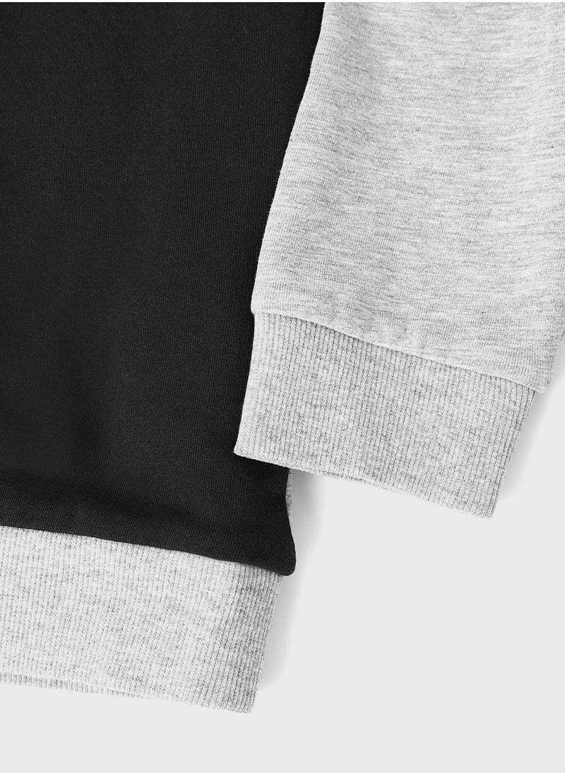 NAME IT - Kids Color Block Long Sleeve Sweatshirt - Image 1