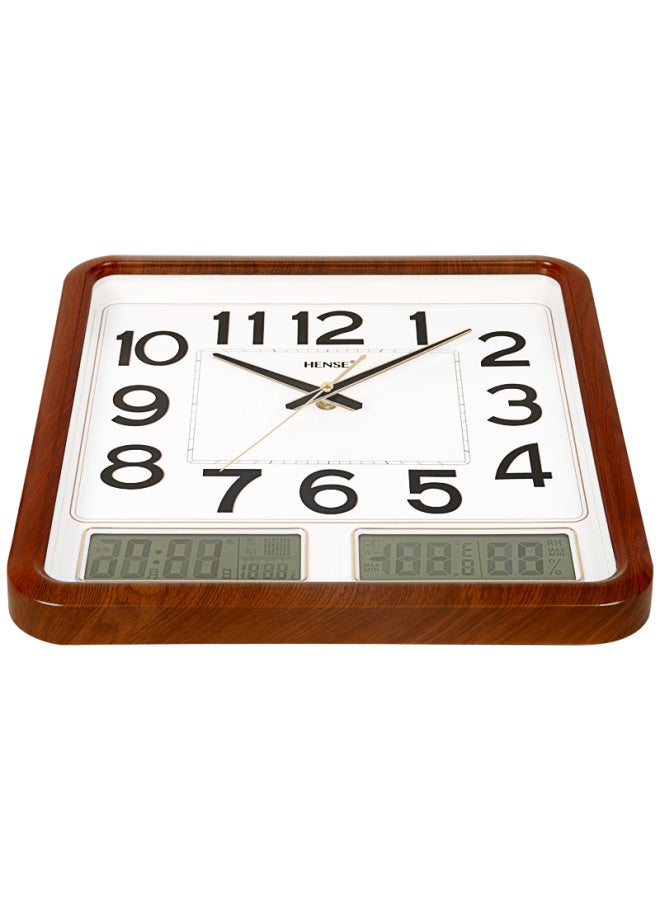 Hense Hw26 Wall Clock With Temperature, Humidity, Perpetual Calendar, Quartz Clock For Living Room, 37.3cm Standard Version - Image 2