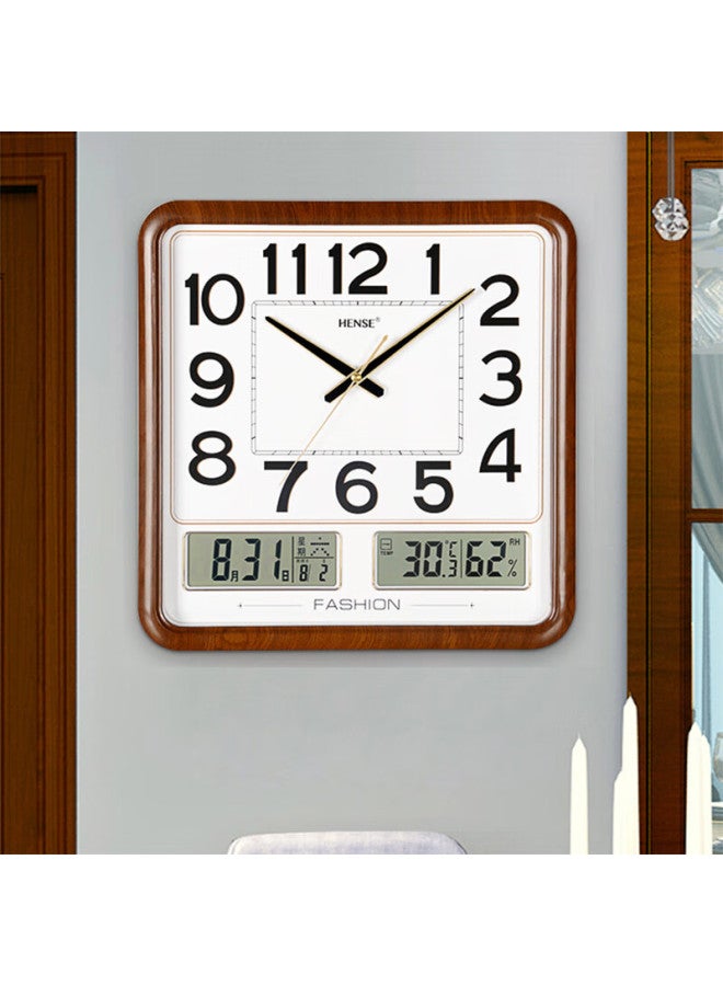 Hense Hw26 Wall Clock With Temperature, Humidity, Perpetual Calendar, Quartz Clock For Living Room, 37.3cm Standard Version - Image 1