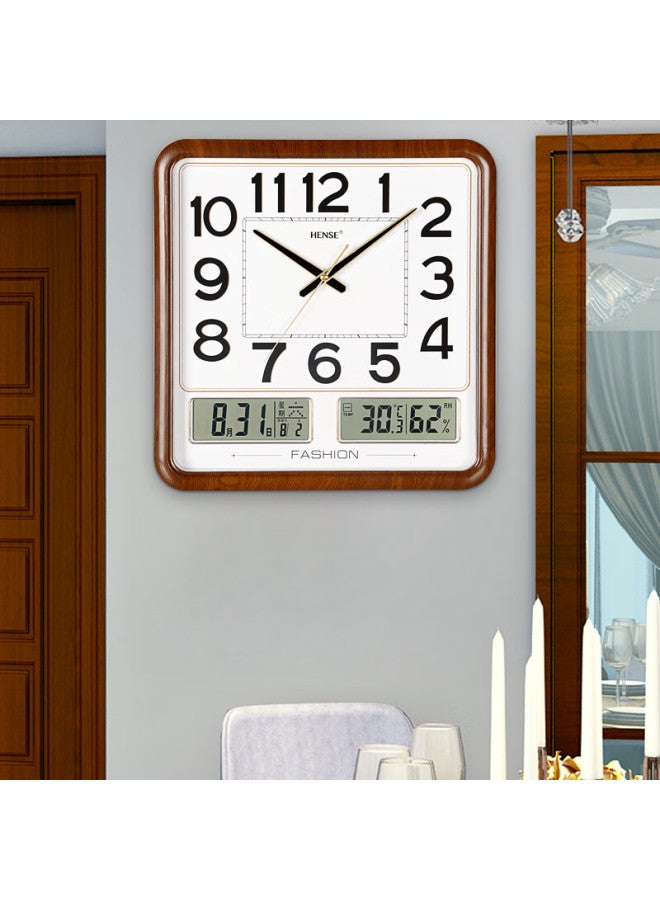 Hense Hw26 Wall Clock With Temperature, Humidity, Perpetual Calendar, Quartz Clock For Living Room, 37.3cm Standard Version - Image 4