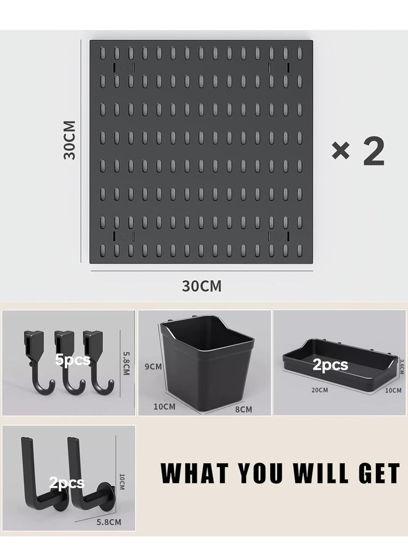 Anmi Pegboard Combination Kit, 2 Pegboards and 10 Accessories Modular Hanging for Wall Organizer, Crafts Organization, Ornaments Display, Nursery Storage, Black Peg Board - Image 2