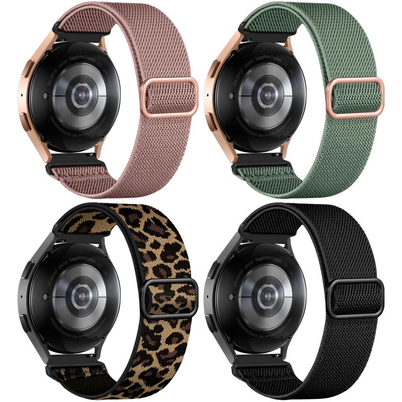 DaQin 4 Pack Stretchy Nylon Solo Loop Bands Compatible with Samsung Galaxy Watch 7 6 5 4 Band 40mm 44mm, Galaxy Watch 5 Pro/Watch 6 4 Classic Band/Active 2,20mm Soft Sport Band for Samsung Watch Bands - Image 1
