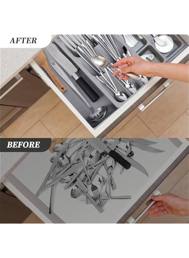 HOOKOR Silverware Organizer Storage Tray,Cutlery Expandable Organizer for Kitchen Drawer Holding Flatware Spoons Forks - Image 4