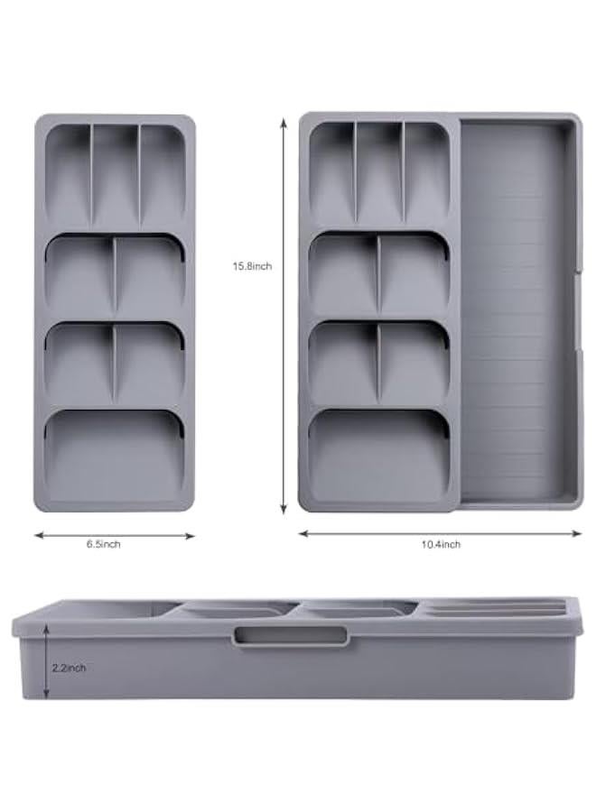 HOOKOR Silverware Organizer Storage Tray,Cutlery Expandable Organizer for Kitchen Drawer Holding Flatware Spoons Forks - Image 5