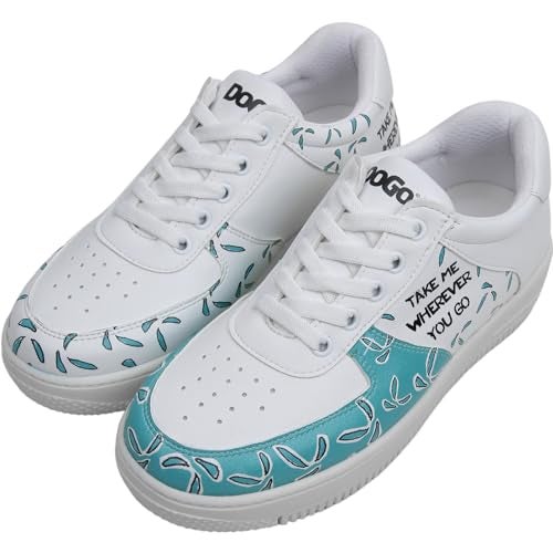 DOGO White Sneakers for Women - Handmade Women's Fashion Sneakers, Vegan Leather and Unique Design Dice Sneakers Koala Hug Design, Size 8 - Image 2
