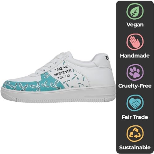 DOGO White Sneakers for Women - Handmade Women's Fashion Sneakers, Vegan Leather and Unique Design Dice Sneakers Koala Hug Design, Size 8 - Image 3