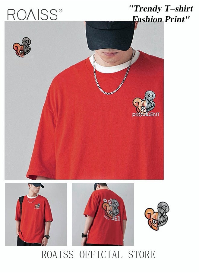 Man's T-shirt Loose Version Pure cotton Causal and Trendy Versatile Pattern Printing Short Sleeves