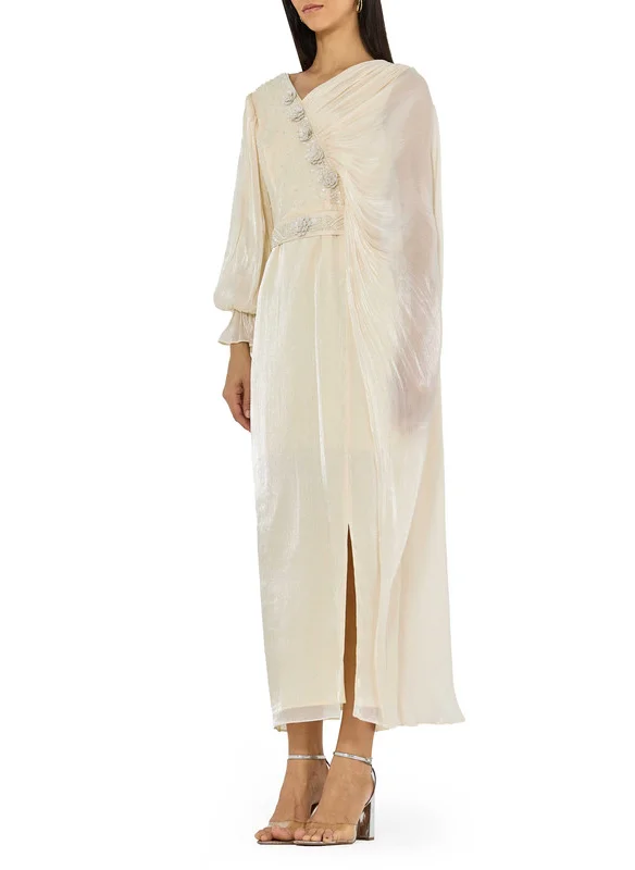 امري Embroidered Silk Bardot Dress