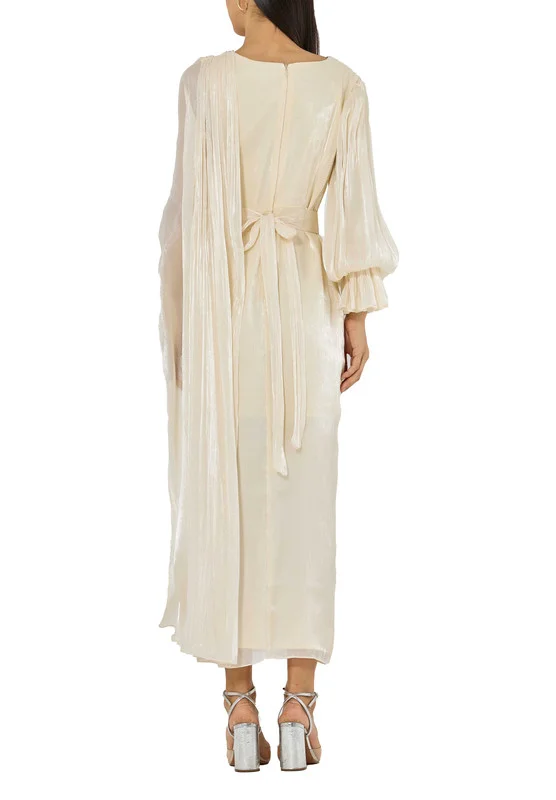 Amri Embroidered Silk Bardot Dress