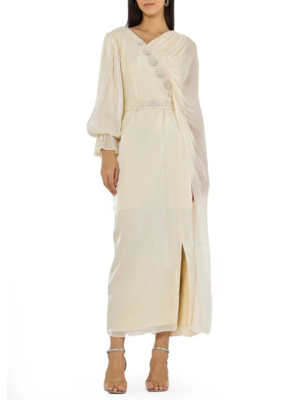 امري Embroidered Silk Bardot Dress