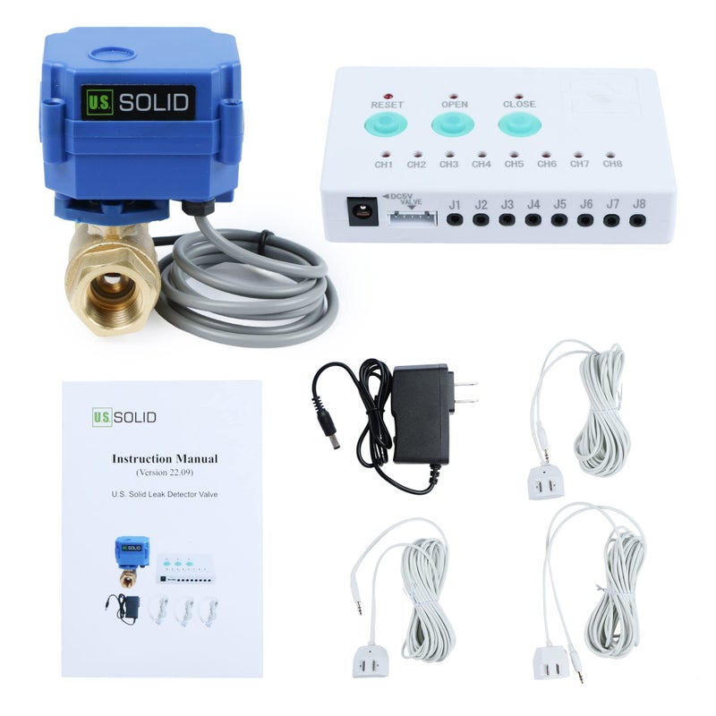 U.S. Solid US Solid Water Leak Detector with Auto Shutoff Valve Sound Alarm 12 Motorized Brass Ball Valve 3 Sensors Home Flood Prevention Water Damage Defense for Basement Laundry Water Heater - Image 2