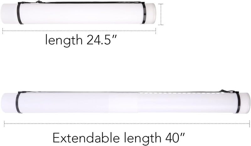 TRANSON Durable Poster Storage Tube with Straps 24"-40" Extendable for Blueprints, Artwork, Maps, Posters Color White - Image 2