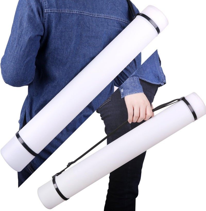 TRANSON Durable Poster Storage Tube with Straps 24"-40" Extendable for Blueprints, Artwork, Maps, Posters Color White - Image 5