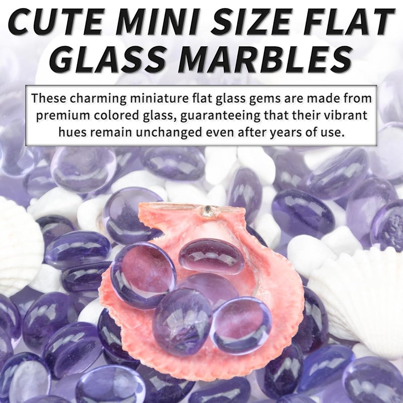Foncomy 1 LB Purple Flat Glass Beads, 160-180PCS Small Glass Marbles, Mini Flat Round Pebbles for Vase Filler and Floral, Fish Tank Rocks Decorative Gemstones for Home and Aquarium Décor - Image 5
