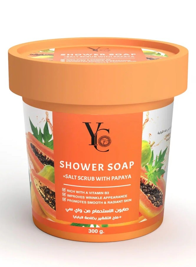 Shower Soap & Salt Scrub with Papaya 300g