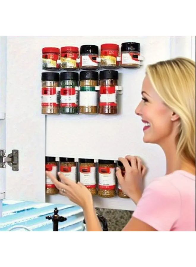 White 1pc Space Saving Spice Rack Organizer Door Mounted Kitchen Shelf - Image 1