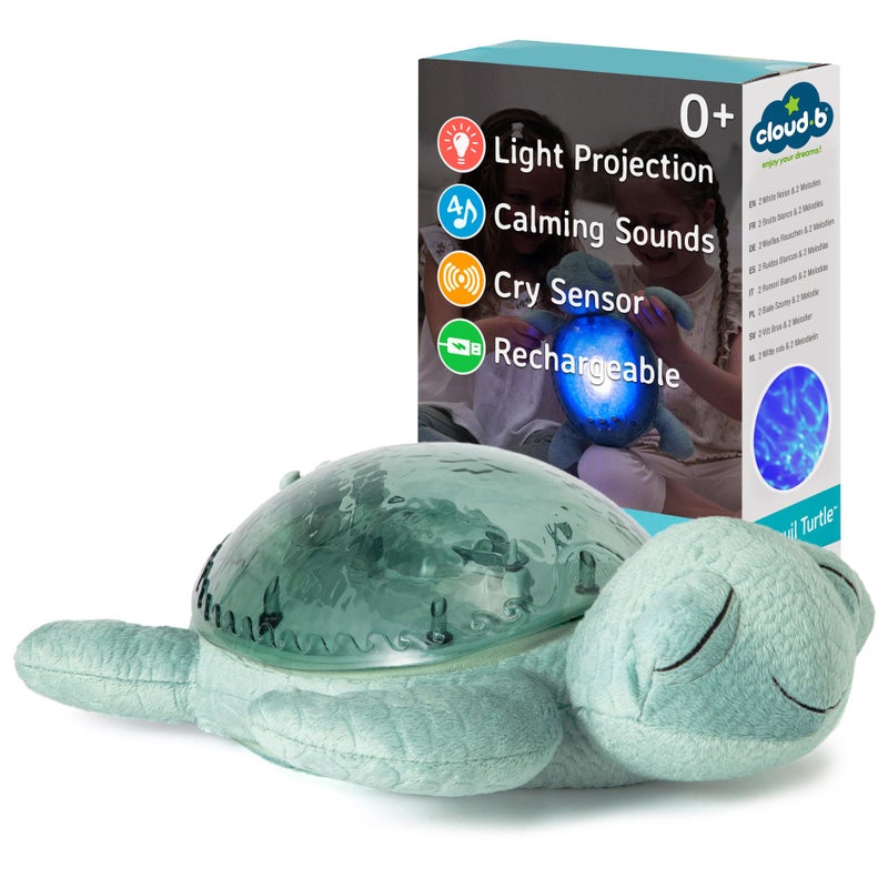 Cloud b Ocean Projector Nightlight with 2 White Noises 2 Soothing Sounds Adjustable Settings Cry Sensor Tranquil Turtle Green Rechargeable