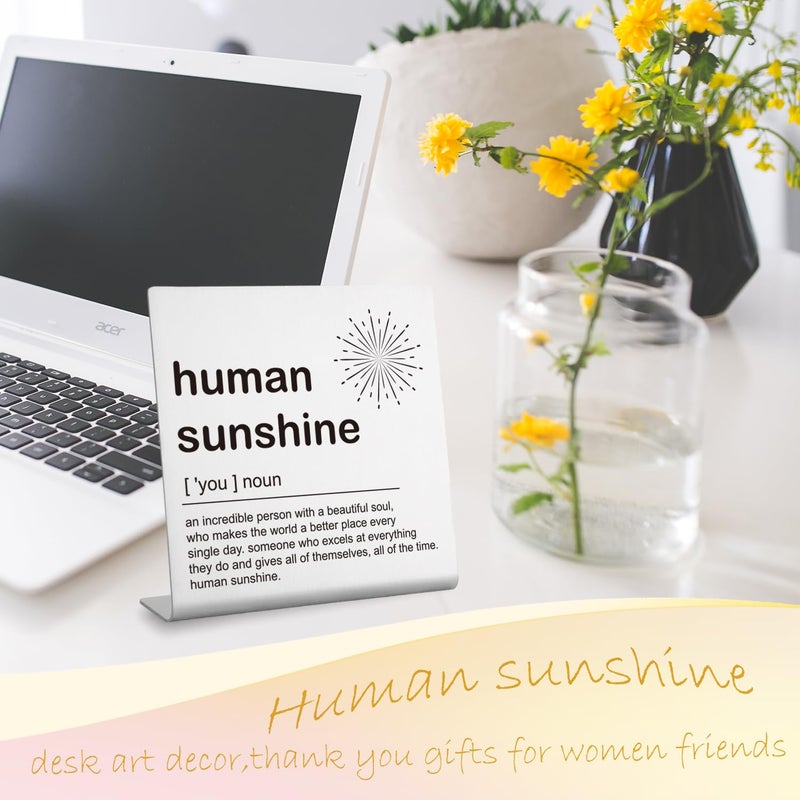 YODOCAMP Human Sunshine Desk Decor Gifts for Teacher Friends Inspirational Quotes Definition Plaques for Women Coworker Uplifting Appreciation Gifts for Doctor Nurse Mom Aunt Sister Daughter Desk Signs - Image 3