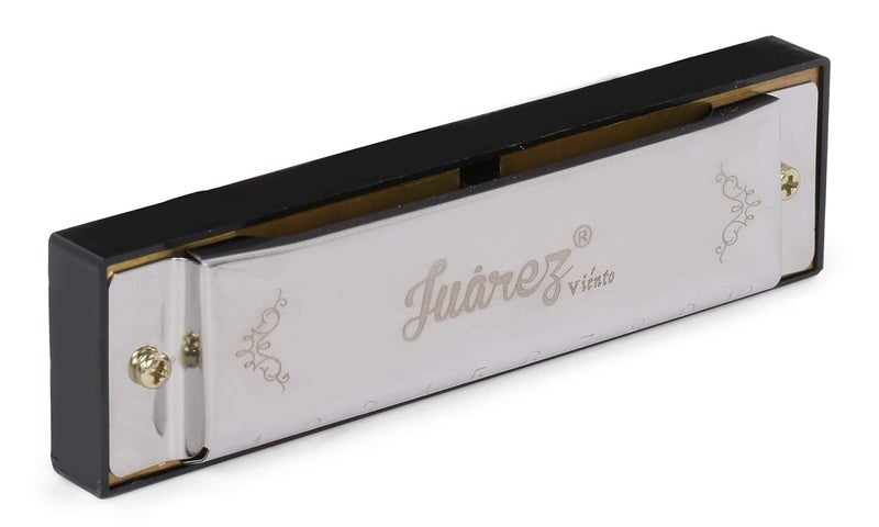 Juarez هارمونيكا بلوز دياتونيك JRZ10HM مفتاح C 10 ثقوب 20 نغمة مع علبة، آلة موسيقية للمبتدئين، الطلاب، الأطفال والمحترفين، فضي - Image 4